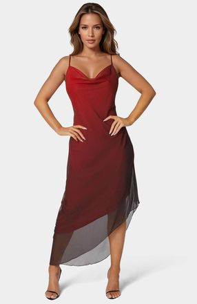 Bebe Womens Ombre Chiffon Cowl Dress