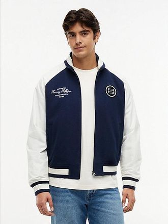 Tommy Hilfiger Interlock Knit Colour-Blocked Relaxed Bomber Jacket