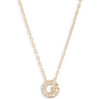 Nordstrom Pav&eacute; Cubic Zirconia Initial Necklace in G- Clear- Gold at Nordstrom