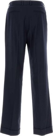 Casablanca Mens Pleat Trousers Navy Virgin Wool