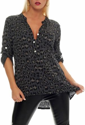 Malito more than fashion malito Blouse with Animal Print Safari 3/4 Tunic Top T-shirt Loose Longsleeve Slim Fit Skinny Straight Oversized 6702 Women One Size (dark grey)