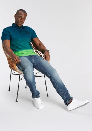 DELMAO Poloshirt DELMAO, Herren, Gr. 4XL (68/70), bunt (blau, gr&uuml;n), Piqu&eacute;, Obermaterial: 100% Baumwolle, normal, Rippb&uuml;ndchen, Shirts Poloshirt, Kurzarm, l&auml;