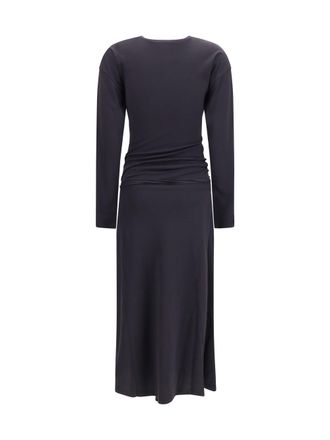 Christophe Lemaire Draped Fitted Cotton Dress - Gray