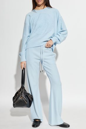 Versace Trousers With Flared Legs, Womens, Light Blue