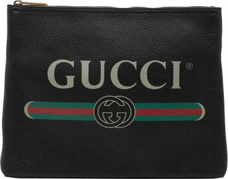 Gucci Pre-owned Gucci Medium Calfskin Logo Portfolio Clutch Ladies XF09765PT3P5PL7G