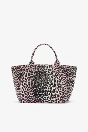 Ganni Pink Leopard Medium Tote