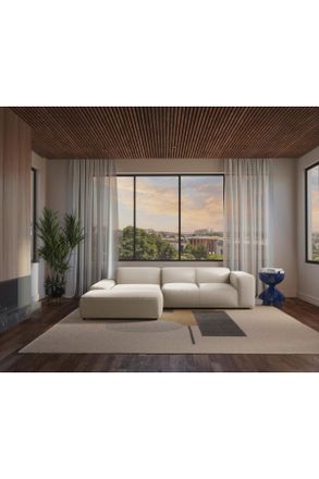 MID.YOU Mid.you Ecksofa, Creme, Textil, Ottomane links, L-Form, 304x200 cm, Made in EU, Wohnzimmer, Sofas & Couches, Wohnlandschaften, Ecksofas