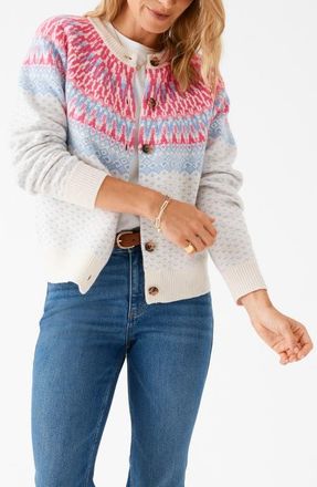 Vineyard Vines Fair Isle Merino Wool Blend Cardigan in Marshmallow at Nordstrom, Size Medium