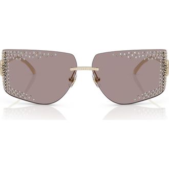 Jimmy Choo London 78mm Oversize Pillow Sunglasses in Pale Gold /Light Purple Brown at Nordstrom