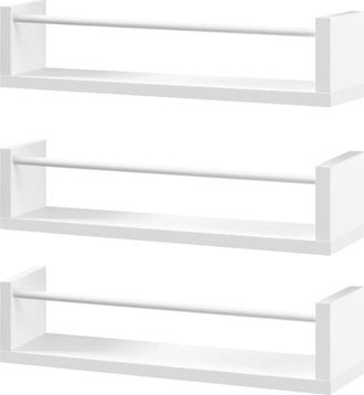 Woltu Woltu Librer&iacute;a Infantil Juego De 3 Estantes De Pared Rectangulares De Pino Y Mdf, Blanco