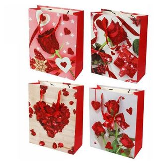 Trade Shop Trade Shop - Set 6 Pz. Buste Da Regalo 30x40x12cm Borsa San Valentino Rose Vari Modelli 71100