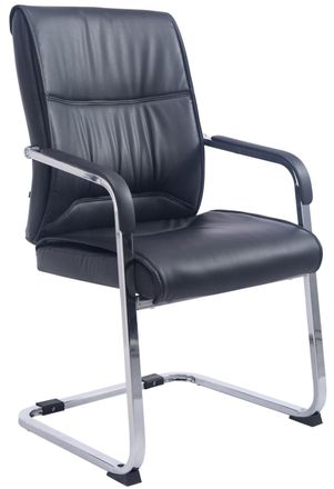 Clp Silla basculante con patas de metal y asiento en Simil cuero Negro