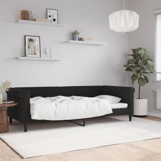 vidaXL Sof&aacute; Cama Sin Colch&oacute;n Terciopelo Negro 90x200 Cm Vidaxl