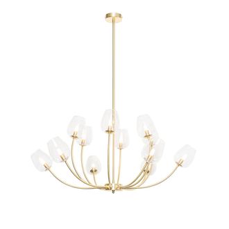 QAZQA Cl&aacute;sico/antiguo L&aacute;mpara Colgante Cl&aacute;sica Dorada Con Cristal 12 Luces - Elien Acero /vidrio Redonda Adecuado Para Led Max. 12 X 28 Watt - Qazqa