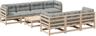 vidaXL Juego De Sof&aacute;s De Jard&iacute;n 8 Pzas Con Conjines Madera Maciza Pino Vidaxl