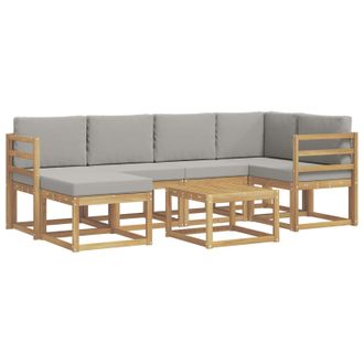 vidaXL Conjunto De Sof&aacute;s De Exterior 7 Pcs Blanco Y Gris Claro Vidaxl