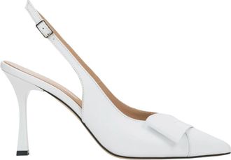 Estro & Luminara Slingback Pumps met Stilettohak en Puntige Neus - Dames - Pumps - Wit - 36 EU - Leer - Schoenen