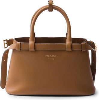 Prada small Buckle tote bag - women - Nappa Leather/Leather/Gold Leaf - OS - Brown