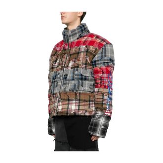 Who Decides War by Ev Bravado Winter Jackets, male, Multicolor, XL, Checked High-Neck Jacket