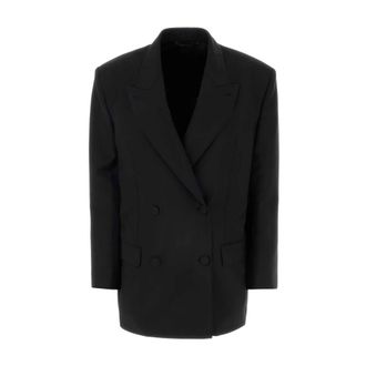 Givenchy Blazers, female, Black, Size: XS Double-Breasted Wool Blend Blazer