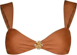 Brunna.Co The Segara High-Cut Recycled Bikini Top in Sienna Brown at Nordstrom, Size Medium