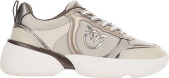 Pinko Alba Leren Sneakers - Dames - Sneakers - Beige - 38 EU - Leer - Schoenen