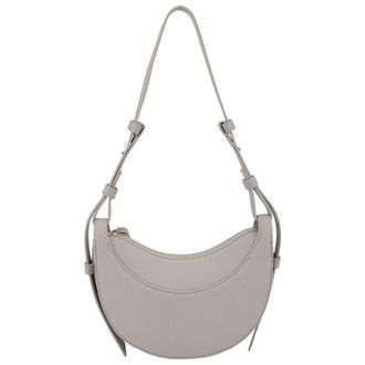 Generic Women Small Crossbody Bag Large Capacity PU Crescent Bag Solid Color Shoulder Bag Adjustable Strap Single Shoulder Bag (Grey)