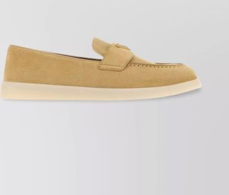 Prada suede loafers with round toe and rubber sole