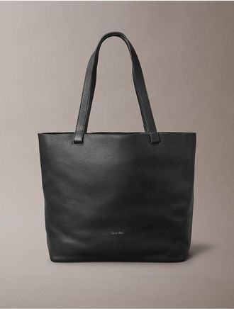Calvin Klein Mens Pebble Leather Tote Bag - Black