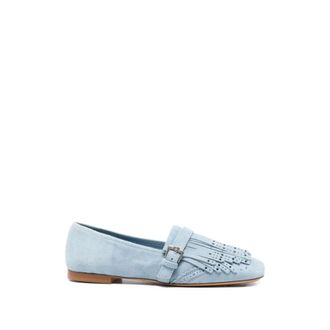 Ermanno Scervino Loafers, female, Blue, Size: 8 1/2 US Fringed Buckle Loafers