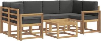 vidaXL Conjunto De Sof&aacute;s De Exterior 7 Uds. Blanco Y Antracita Vidaxl