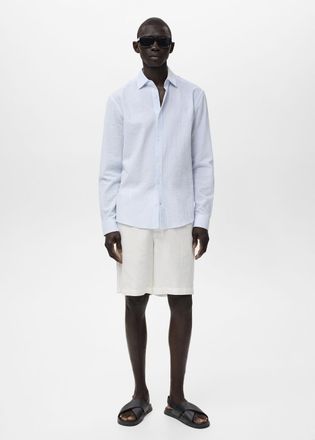 Mango Camicia regular-fit texture righe celeste - Uomo - S - MANGO MAN