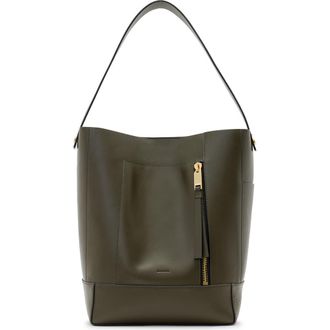 AllSaints Alba Leather Hobo Bag in Military Green at Nordstrom Rack