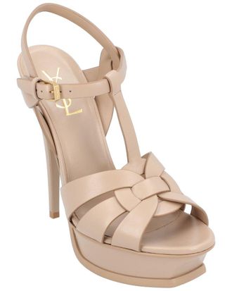 Saint Laurent Womens Calfskin Tribute Platform Sandal (Authentic Pre-Loved)