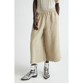 Comme Des Gar&ccedil;ons Heavyweight Linen Canvas Crop Wide Leg Pants in Ecru at Nordstrom, Size X-Small