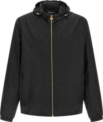 Versace Barocco Jacquard Windbreaker - Heren - Zomerjassen - Zwart - M - Nylon - Jassen