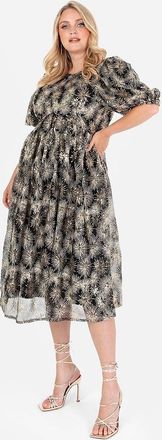 Lovedrobe Womens Crew Neck Short Sleeve Babydoll Dress - Gold - Size: 18