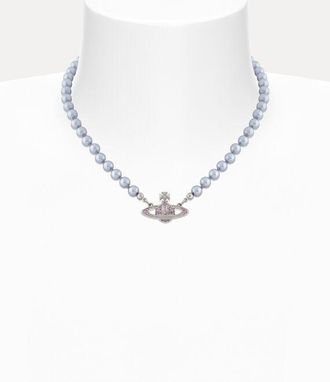 Vivienne Westwood Mini Bas Relief Pearl Choker Platinum-violet-crystal-crystal-lavender-pearl Platinum-violet-crystal-crystal-lavender-pearl Women