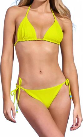 Maaji Balmy Sliding Triangle Bikini Top In Green Yellow