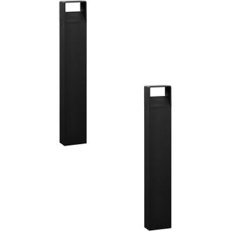 Loops 2 PACK IP44 Outdoor Bollard Light Anthracite Aluminium 6W LED Tall Lamp Post