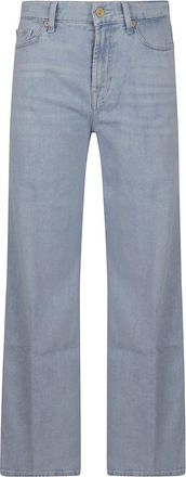 7 For All Mankind Vintage Light Blue Denim Cropped Jeans