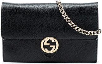 Gucci 2000-2015 Leather Interlocking G Dollar Wallet on Chain crossbody bag - Black