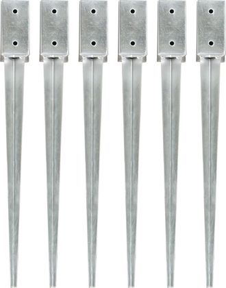 vidaXL Vidaxl - Picas De Tierra 6 Uds Acero Galvanizado Plateado 7x7x75 Cm