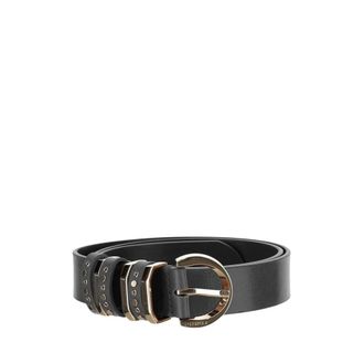Pinko Belts, female, Black, Size: M Studded Buckle Leather Belt
