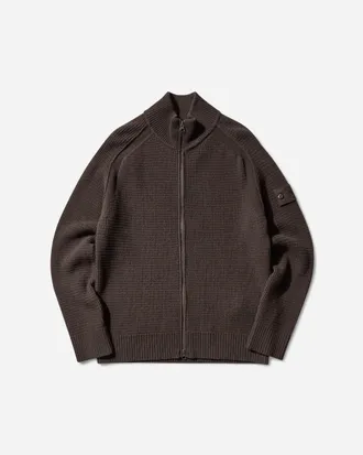 Stone Island Men s Ghost Geelong Wool Zip Up Cardigan Dark Brown