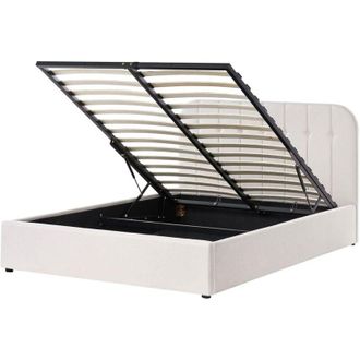 Beliani Letto Matrimoniale con Contenitore in tessuto bianco sporco 140 x 200 cm Dreux