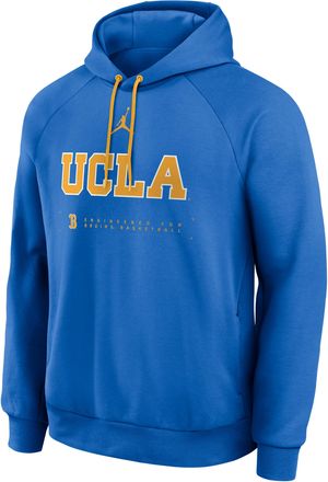Nike Mens UCLA Courtside Basketball Practice Jordan Brand Dri-FIT Pullover Hoodie in Blue | 0JEJ09WTUCL-REJ