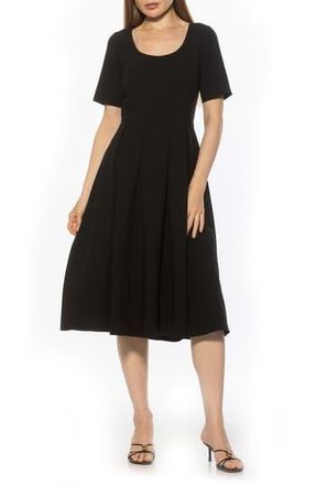 Alexia Admor Imani Pleated Short Sleeve Dress in Black at Nordstrom Rack, Size 10