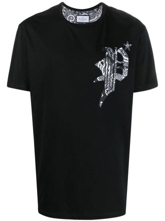 Philipp Plein T-shirt met paisley-print - Zwart