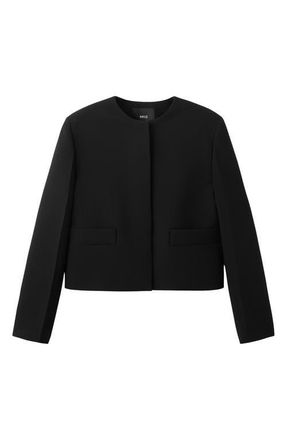 Mango Americana Louis Collarless Jacket in Black at Nordstrom, Size X-Large